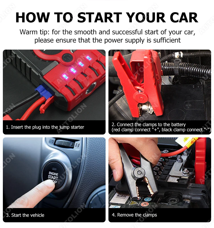 Car Jump Starter 12v Portable Car Charger Multifunction Start Jumper