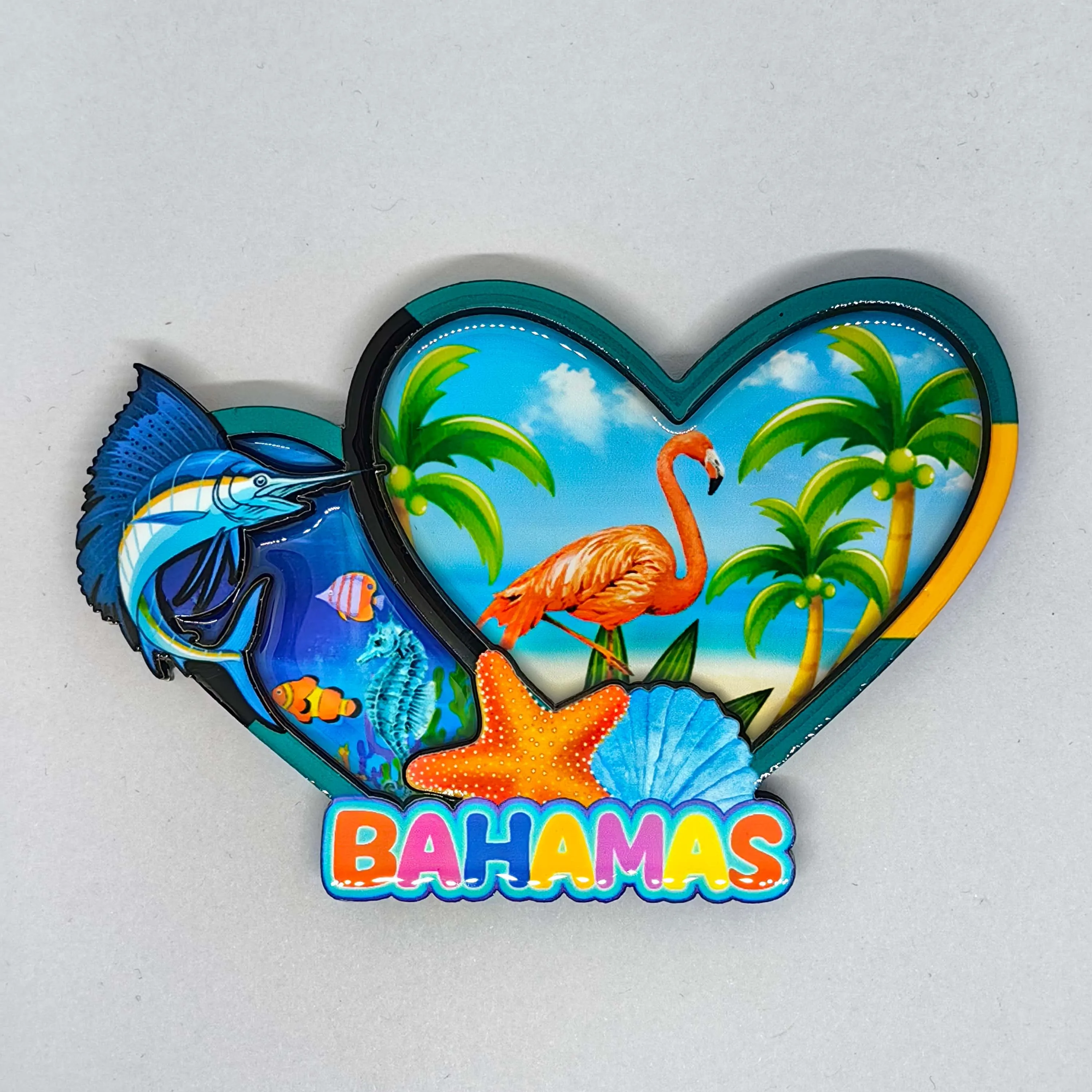 Custom Bahamas Sea Turtle Shaped Fridge Magnet,Ocean Style Dolphins Print Refrigerator Magnet Bahamas Souvenir Gifts Multicolor