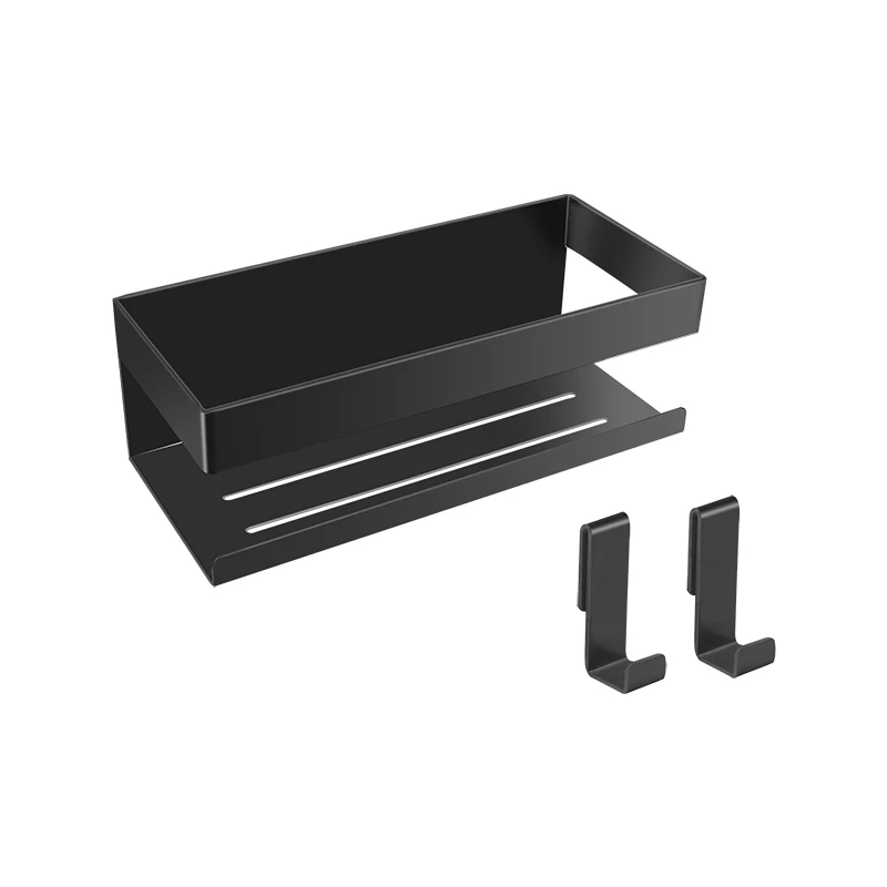 Wall Shelf Adhesive Shower Shelf Without Drilling Stainless Steel Adhesive Corner Shower Shelf with Hooks