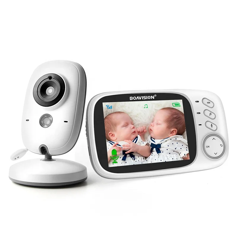 Video Baby Monitor with Camera and Audio, 3.2inch LCD Display, Infrared Night Vision, Two-Way Audio and Room Temperature Monitoring,Lullaby,Sound