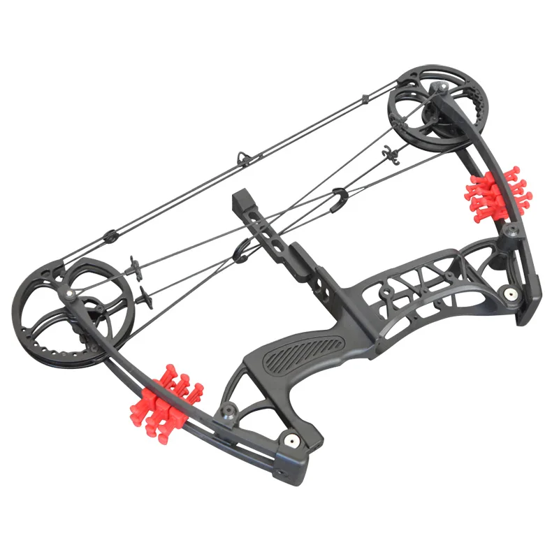 調整可能な30-55lbsスチールボールプーリーボウフィッシングボウアーチェリーミニコンパウンドボウ