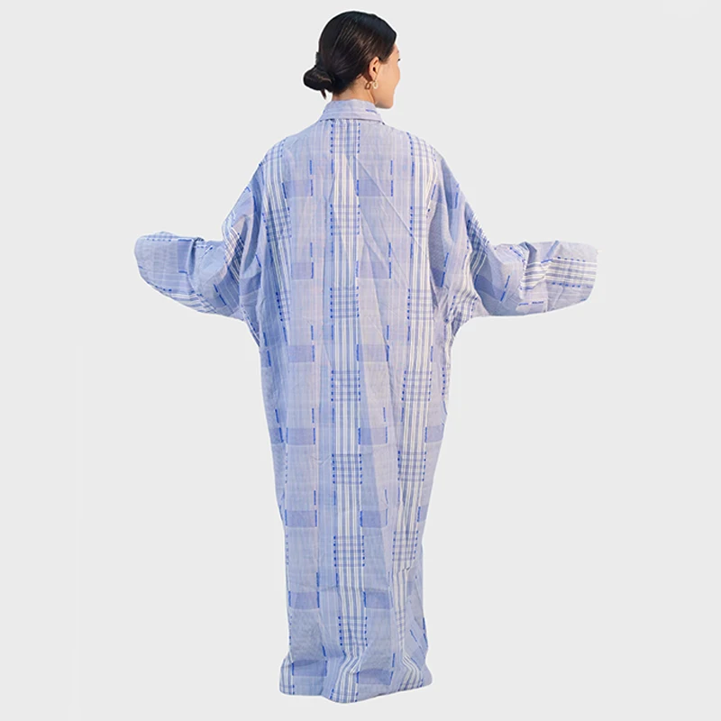 New Cotton Striped Cardigan Loose Large Size Elegant Business Casual Irregular Dress