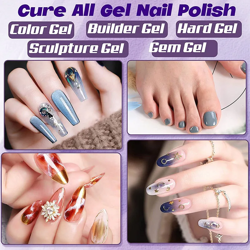 Профессиональная УФ-лампа для сушки гель-лака для ногтей, сушилка с 4 настройками и таймером для быстрой сушки, светодиодная УФ-лампа для ногтей, настольная лампа для салонов ногтей