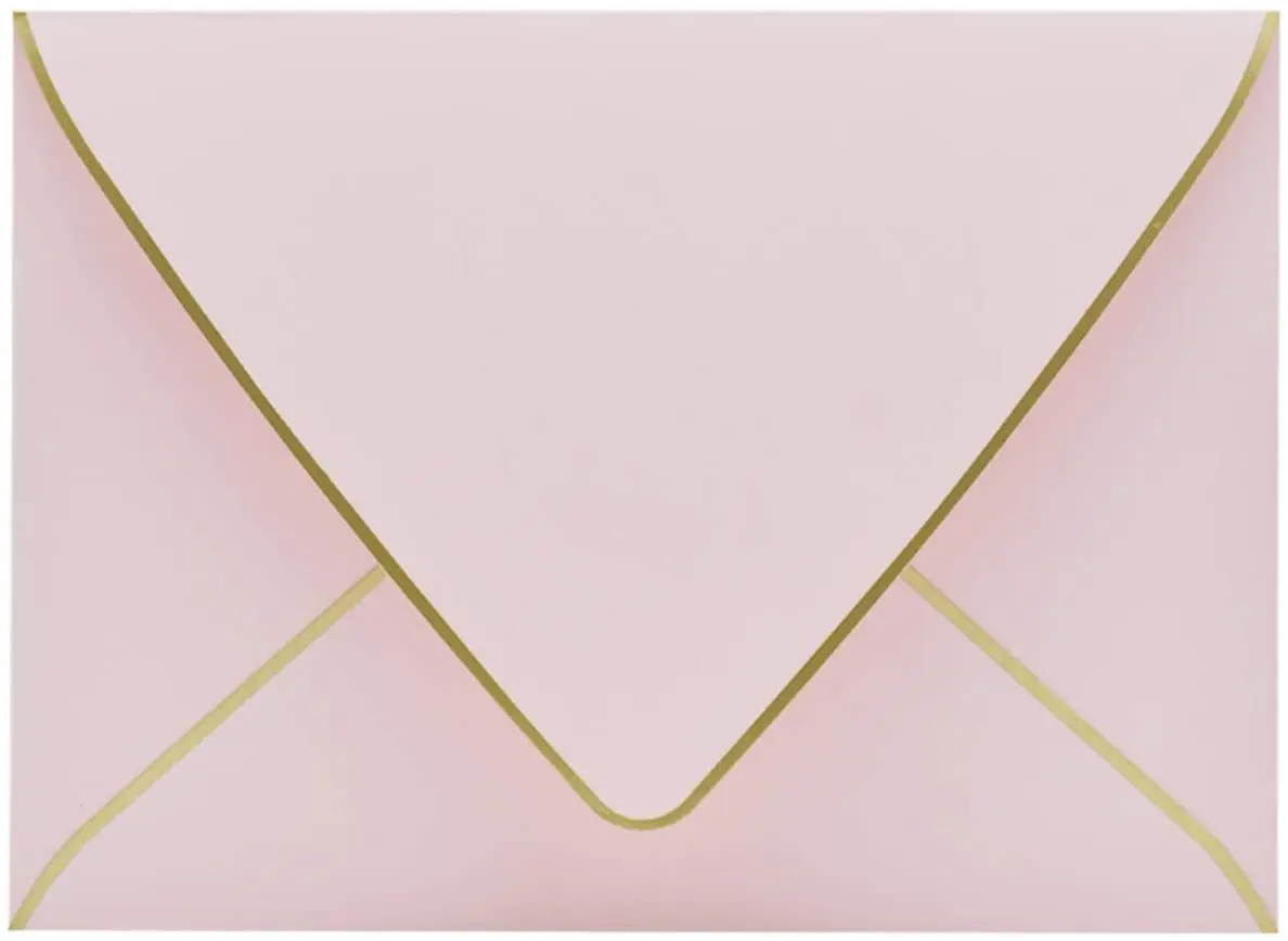 Оптовая продажа розовых конвертов A7 5x7-V конверт с золотой каймой для карт 5x7 и идеально подходит свадеб приглашений