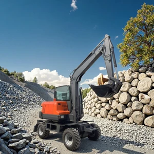 Applicable 6T Hydraulic Wheel Excavator Earthmoving Machinery Digger with EPA EURO5 Engine