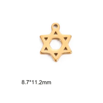 Jewish Star Charms Mini Gold Plated DIY Craft Baby Pin Charms Stainless Steel Magen David Charms for Jewelry Making