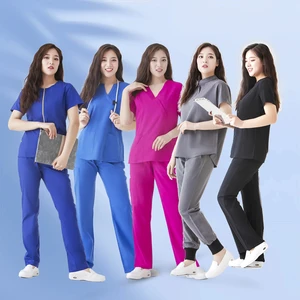 Unisex Breathable Woven Fabric Scrub Sets with Spandex Material for Hospital Use-Professional Medical Doctors Nurse Uniforms