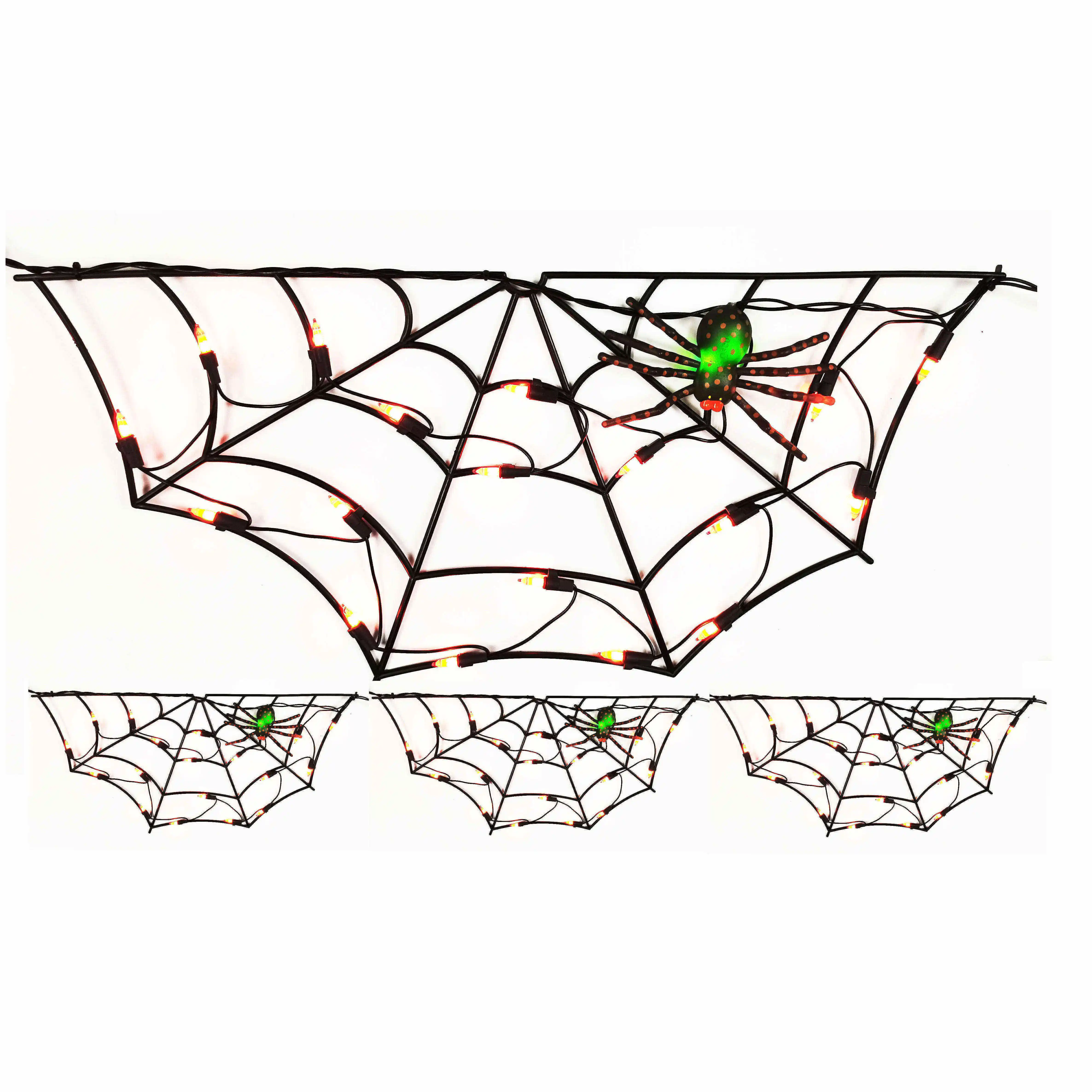 New Arrivals 3PK 60L Plastic Spider Web Seasonal Lighting for Halloween and Christmas Outdoor Decorations