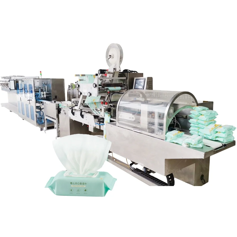 Automatico(30-120pz/borsa)Baby Wet Wipes Making Machine Wet Tissue Packaging Machine Production Line