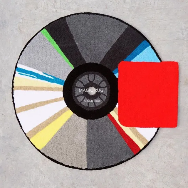 Round Circle Disc Rug Modern CD Pattern Printed 3D Customized Tufted Custom CD Rugs