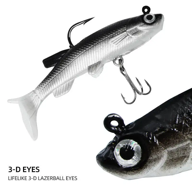T-tail Bass Fishing Lures - Soft Artificial Bait Hooks T-tail Bass Fishing Lures - Soft Artificial Bait Hooks