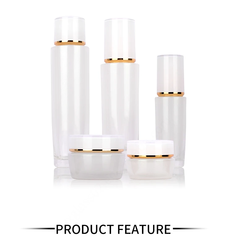 Luxury empty skincare cream jar set packaging 120ml 100ml 40ml glass cosmetic pump spray bottle supplier