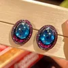 Black gold Blue pointed crystal ear studs