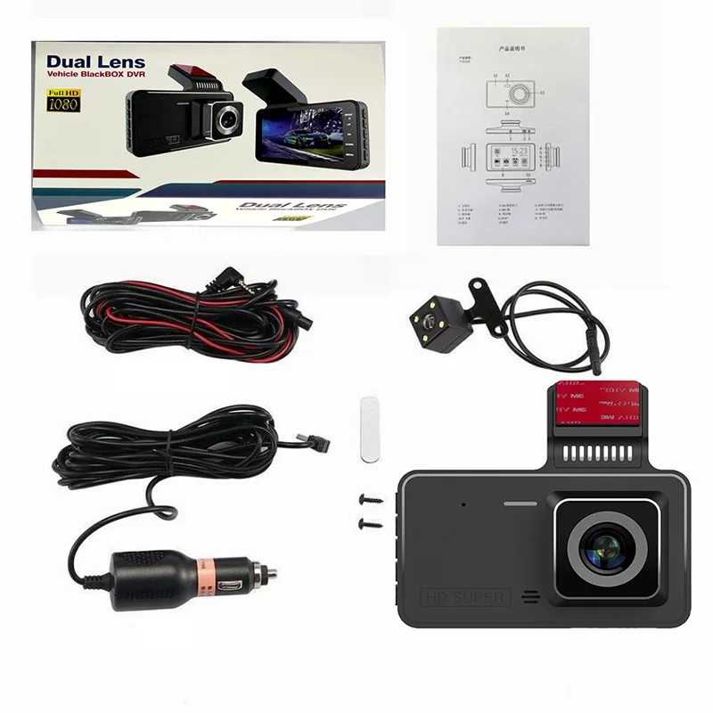 Hd 1080p 4inch Front And Rear View Camer Car Dash Cam Touch Version