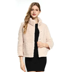 Customizable - High Quality Two-sided Authentic Rabbit Fur pink Rabbit Fur Coat