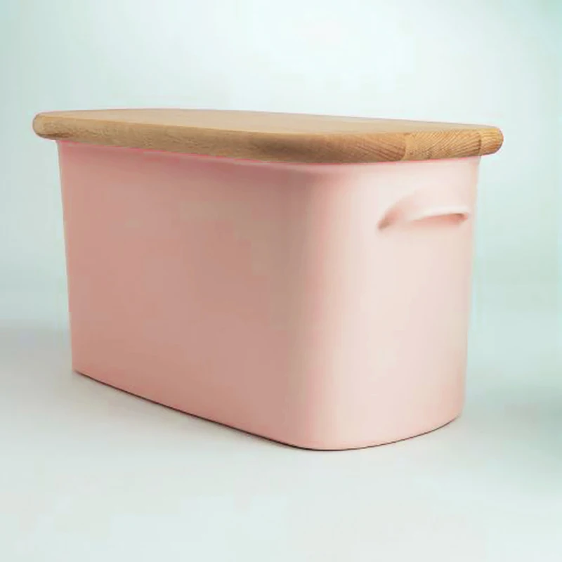 Custom Storage Box with Lid Round Kitchen Porcelain Black Bread Bin Wholesale Ceramic Bread Box