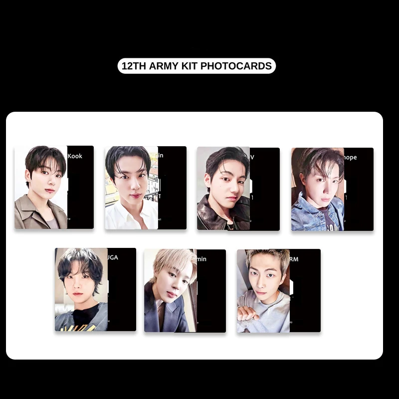 7Pcs/Set Kpop Jungkook V Jimin 12th Army Kit Photocards Jin RM J
