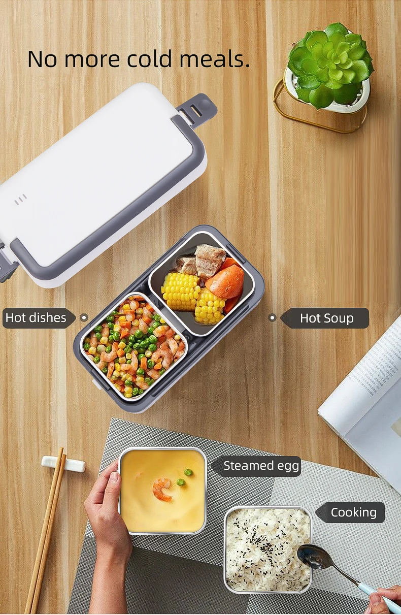 Vente directe d'usine multifonctionnel 2L chauffage cuisson boîte à lunch 304 en acier inoxydable portable chauffé boîte à lunch