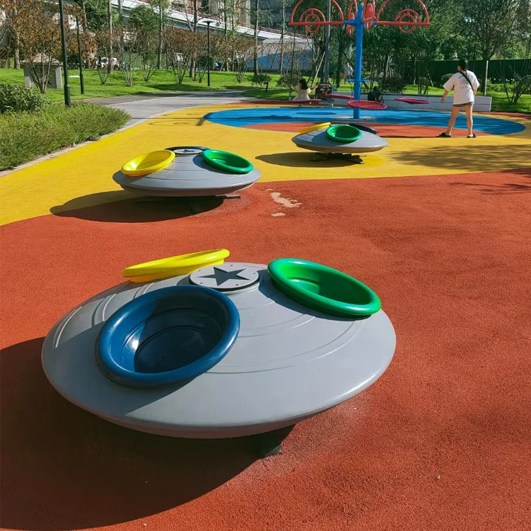 Outdoor Kids Playground Equipment Swivel Seat Three-person Flying Saucer Turntable Kids Gardening Toys Games