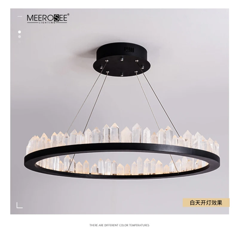 MEEROSEE chandelier lamp pendant light Round Lamparas De Techo Black Ring Pendant Light MD86763