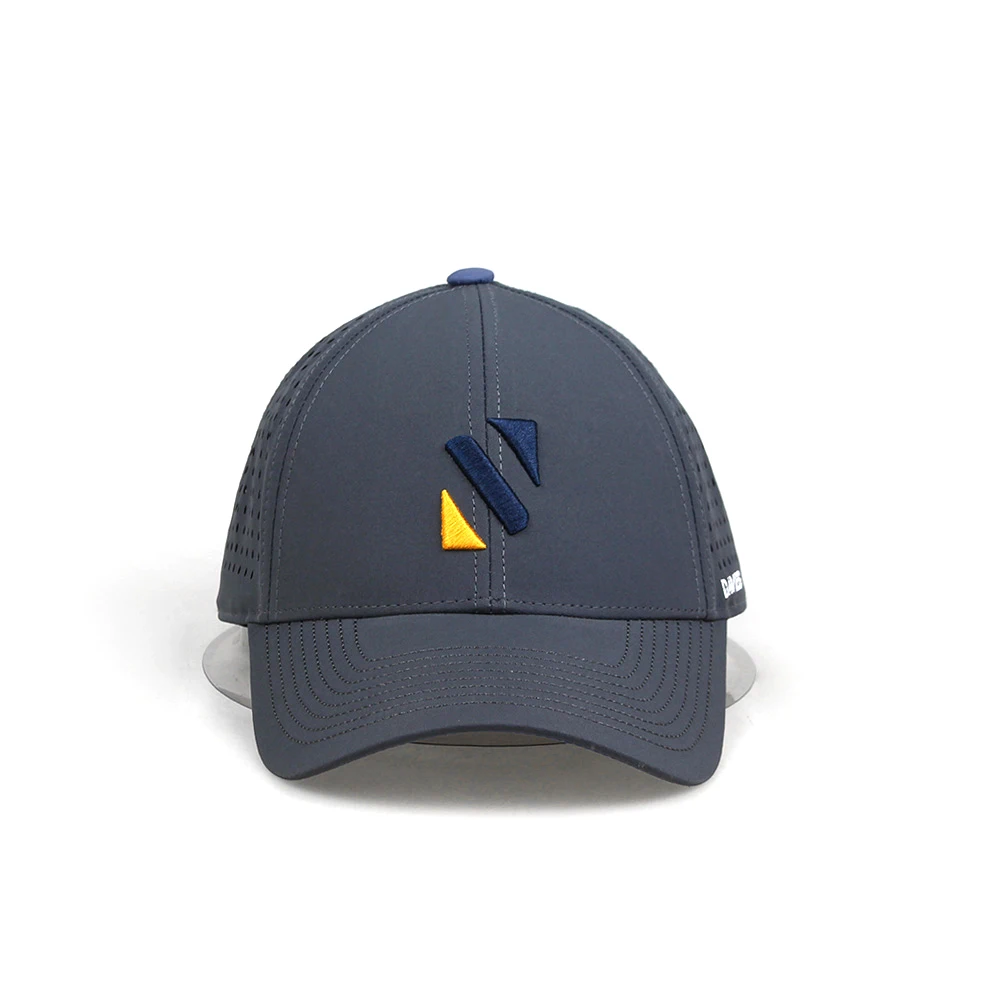 Hebei Paiers Custom Logo Lightweight Perforated Golf Cap Baseball Quick Dry Laser Holes Charcoal