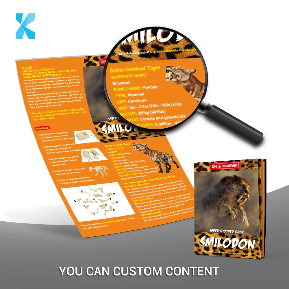 Пластиковая сборка, обучающая детская археологическая игрушка, саблезубый тигр, наборы для сборки