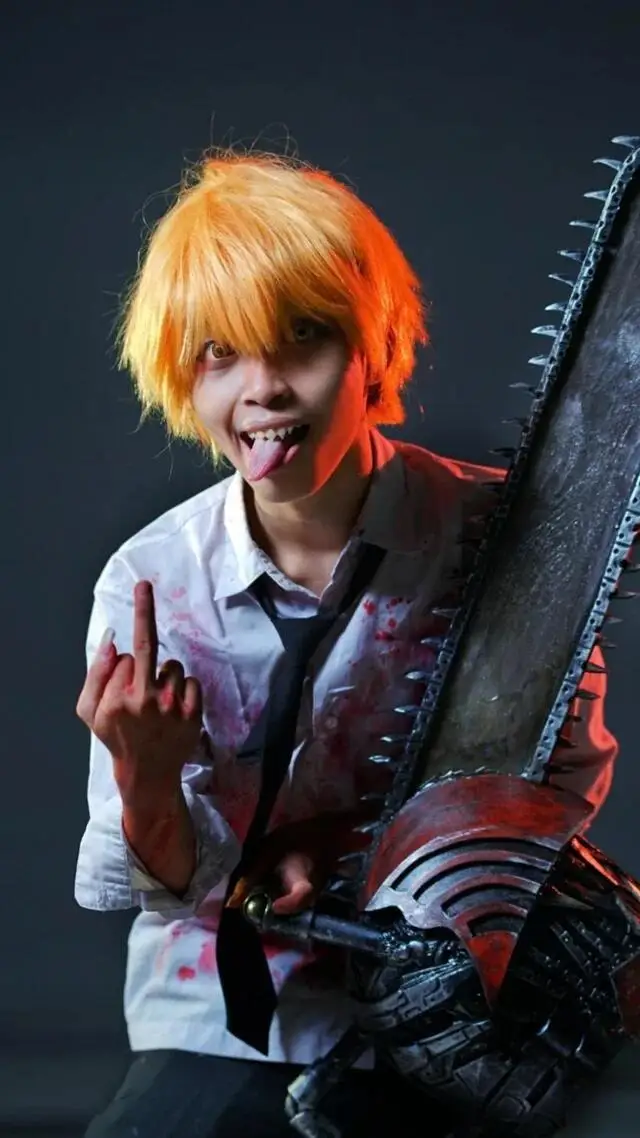 Chainsaw Man Denji Cosplay Wig 30cm Short Straight Yellow Hair Men Wigs