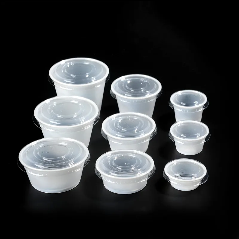 10/20/30Pcs 25ml Small Plastic Round Cups Takeaway Sauce Cup Food