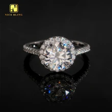 Factory Direct Selling Iced Out Diamond Wedding Rings Women 925 Silver Round Cut 9mm Moissanite Engagement Ring For Women