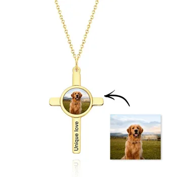 Customised Gold Plated Jewelry Women Personalized Photo Engraved Text Necklace
