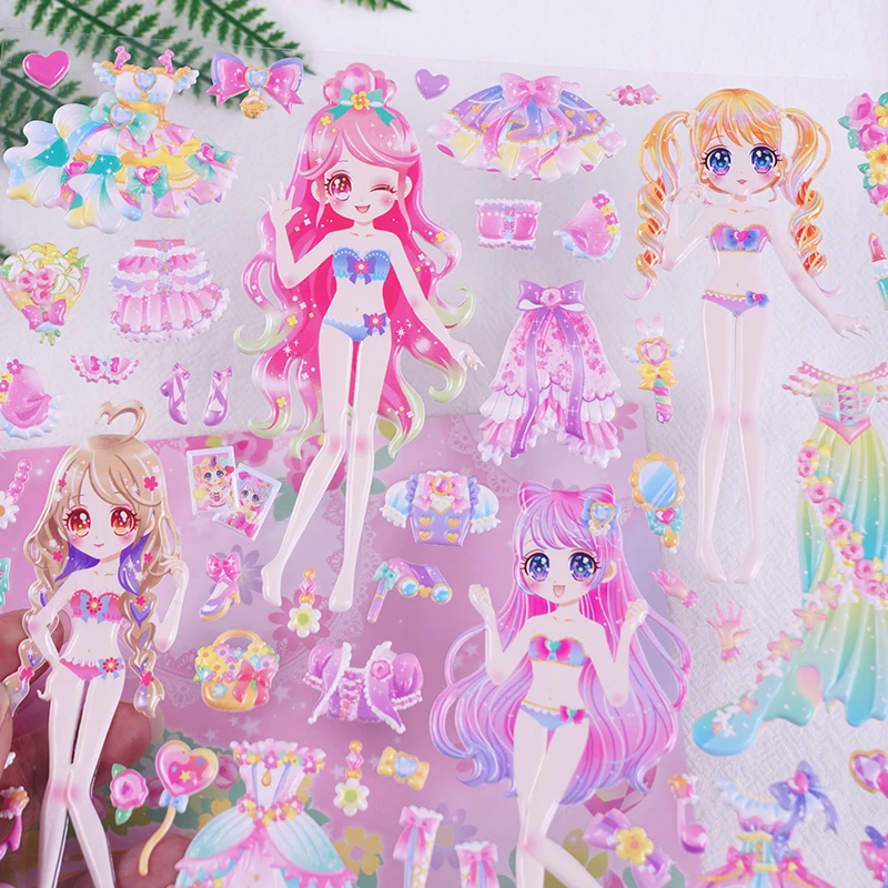 SHANLE Cute Girl garza gonna Dress Up Sticker Set Kawaii coreano - Main Image