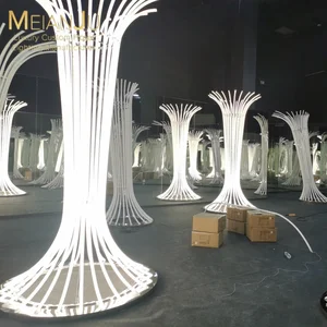 Custom Large Artistic Stainless Steel Floor Lamp-Dreamscape Illusion Lighting Luxury Hotel Lobby Gallery Quality Sculptural