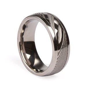 Factory Direct Sale Damascus Steel Rings Comfort Fit Damascus Stainless Steel Ring Shiny Polished Damascus Mens Wedding Bands