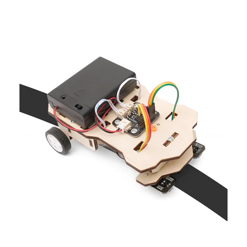 Factory DIY Black Tracking Line Follower Robot Kit Car Toy Robots Smart  Starter Kit Wooden STEM Science Engineering Toys