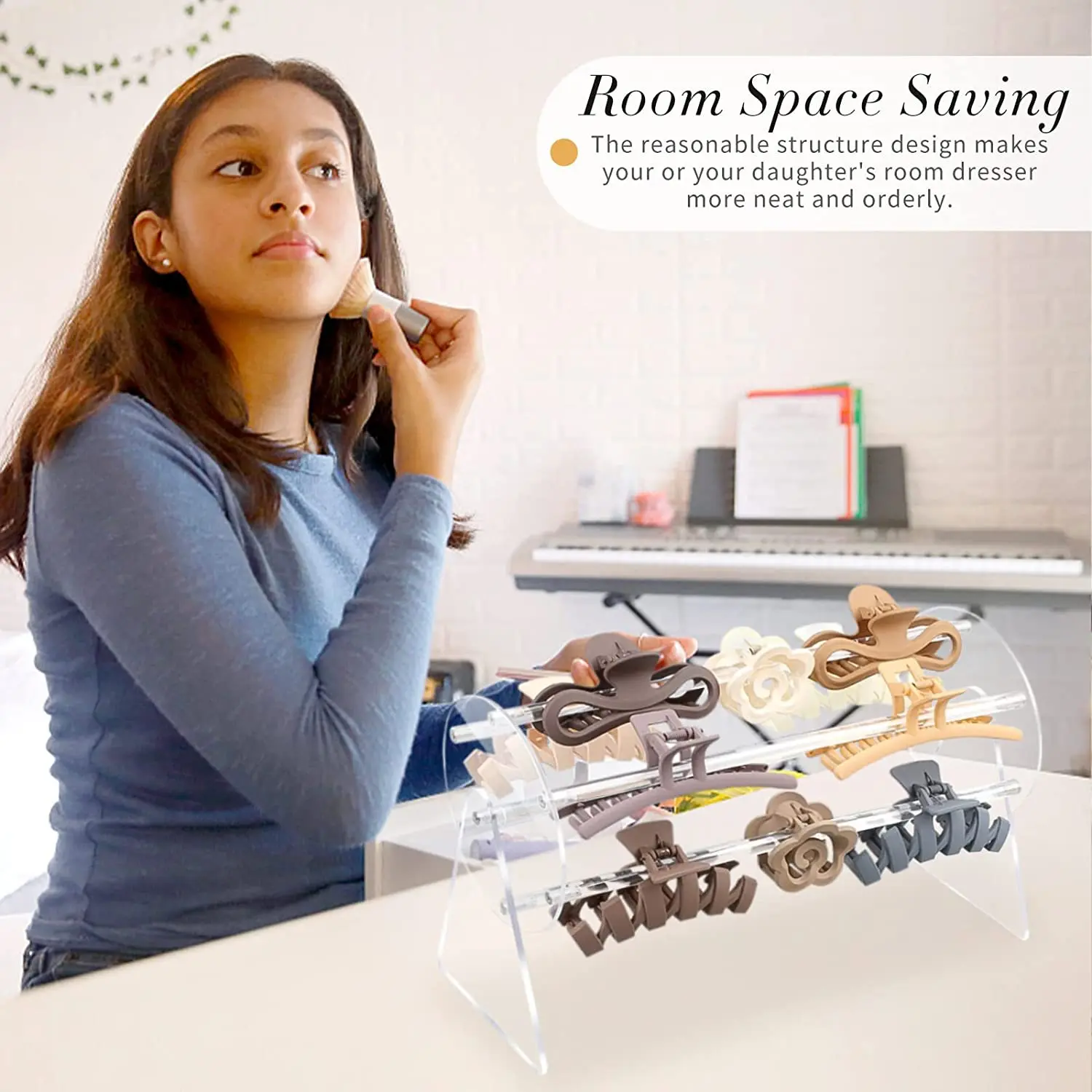Claw Clip Organizer for Girls,Acrylic Hair Accessories Organizer Holder,360-Degree Rotating Claw Clip Organizer