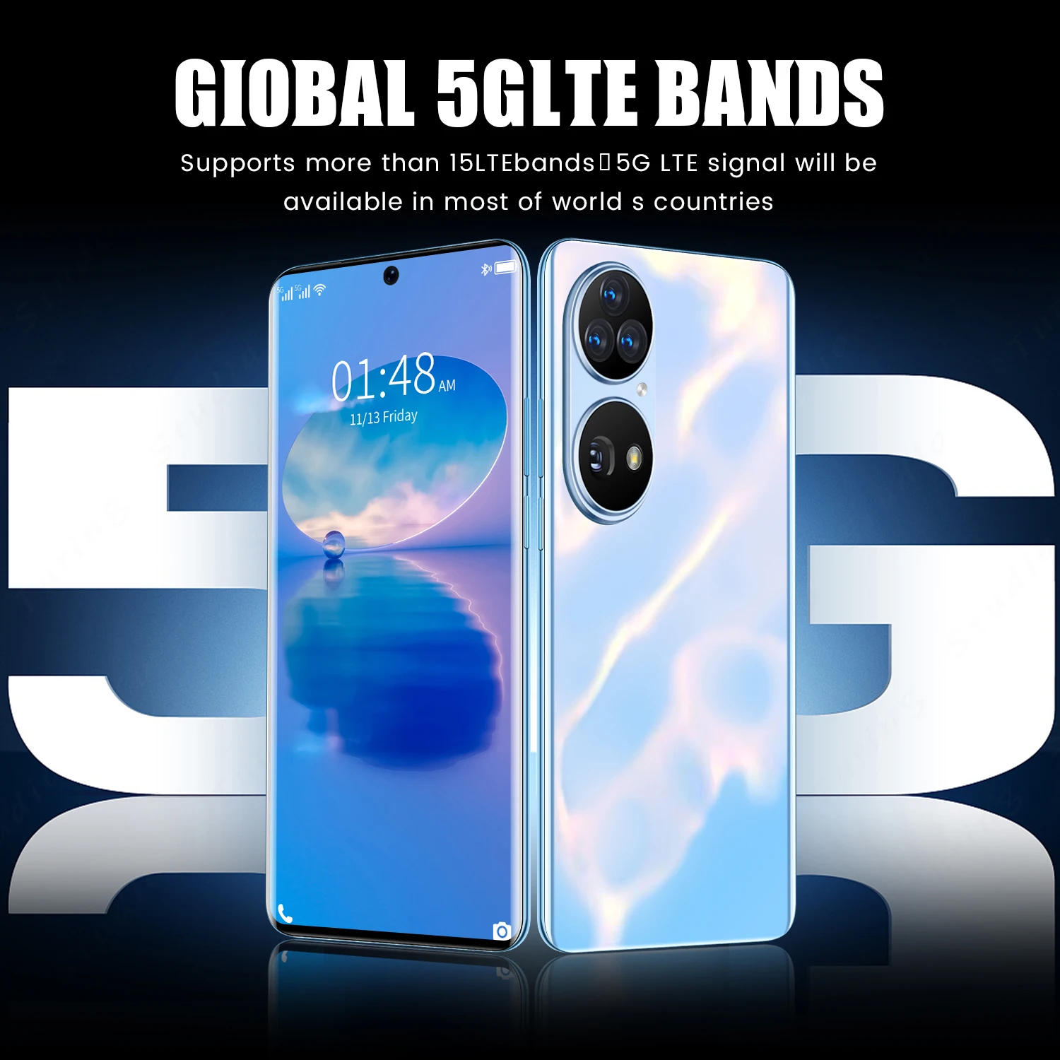 P50 Pro Global Version 7.3Inch Smartphone 8000mAh HD Screen 16+512GB Cell  Phone Support Wifi 5G Android 11.0 Network Celular