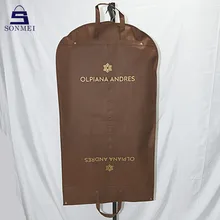 Non Woven Dust Coat Custom Luxury Brown Suit Cover Garment Bag