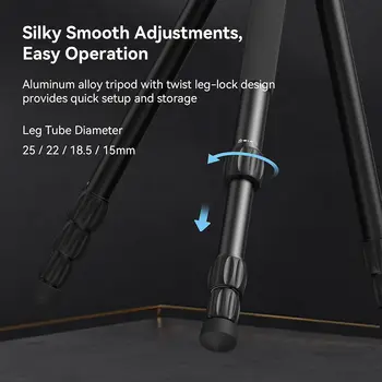 SmallRig CT190 Professional Video Tripod, 72" Camera Tripod with Leveling Base, Monopod Conversion, Video Tripod for Travel detail image