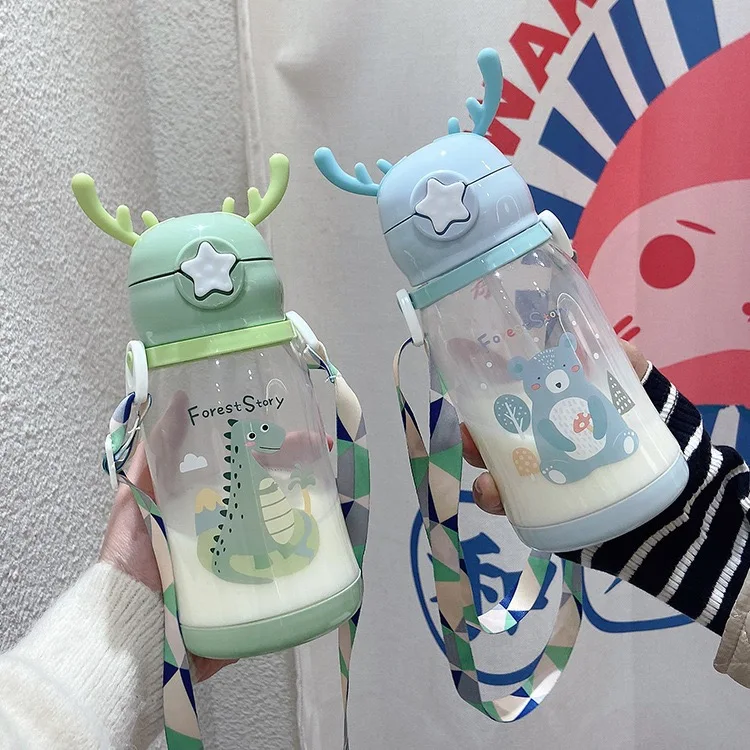 Wholesale Hot Sale Eco-Friendly Plastic Water Bottles Outdoor Camping Sports Children Drinking Water Cup Rope Direct Drinking