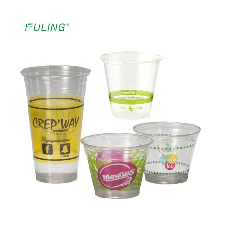 Оптовая продажа с завода, изготовленное на заказ, биоразлагаемое удаление холодных напитков, пластиковое стекло для воды