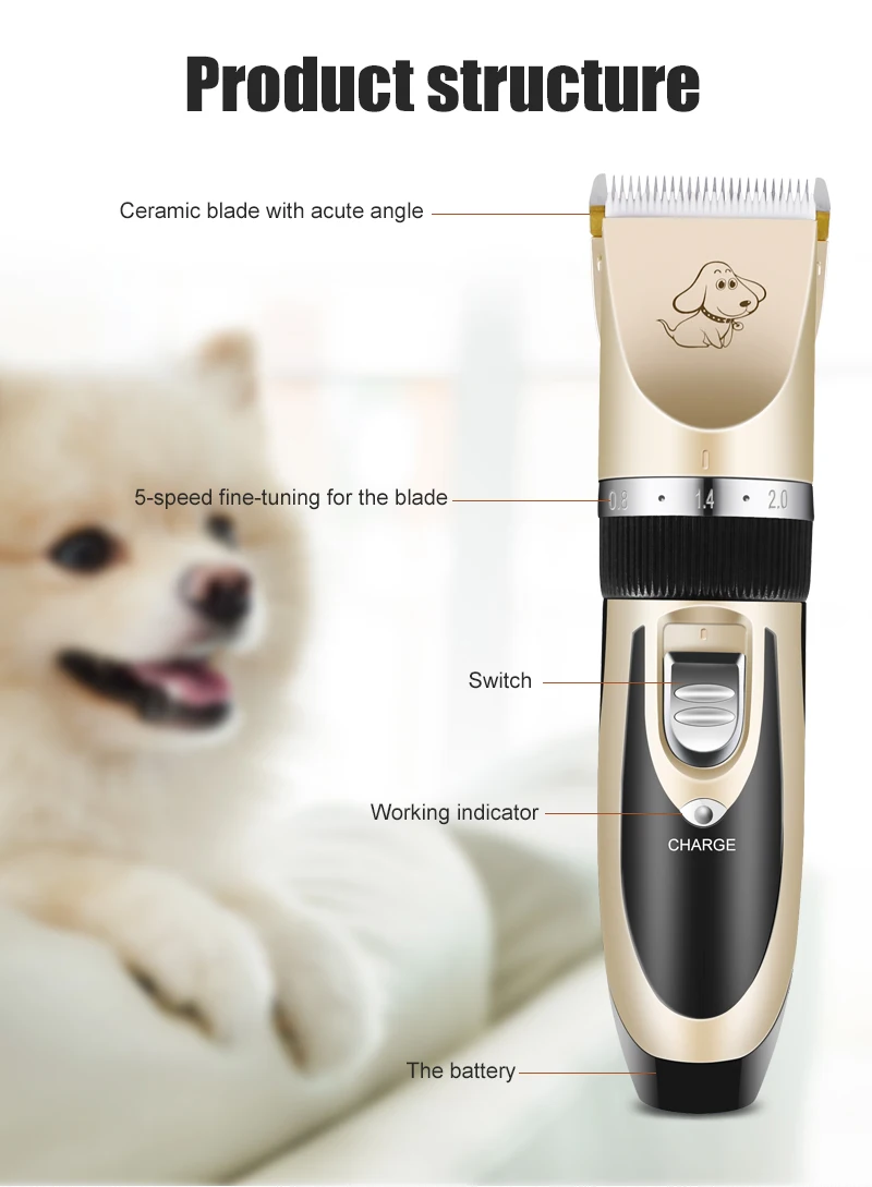 Professional Pet Hair Trimmer Dogs Grooming Clipper Groomer Kit Usb