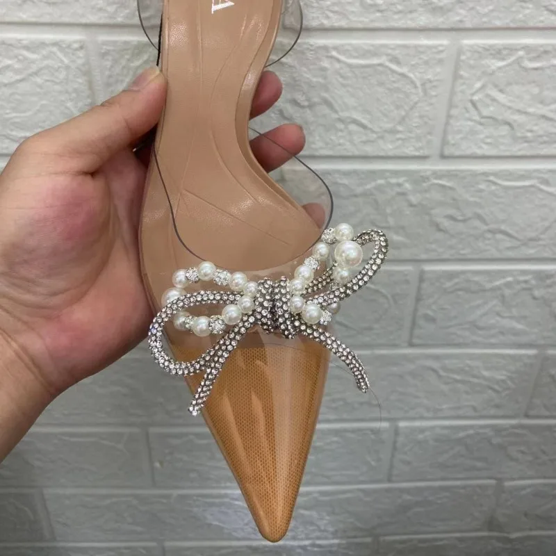 New Bow Decoration Pointed High Heel Baotou Goods High Heel Sandals
