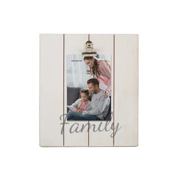 Custom Creative New Design DIY My Family Tree Wall Hanging Wooden Photo Frame With Metal Clips