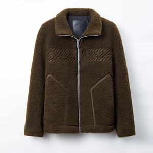 Premium Quality Autumn Winter Men'S Casual Stand Collar Zipper Wool Blend Fleece Jacket