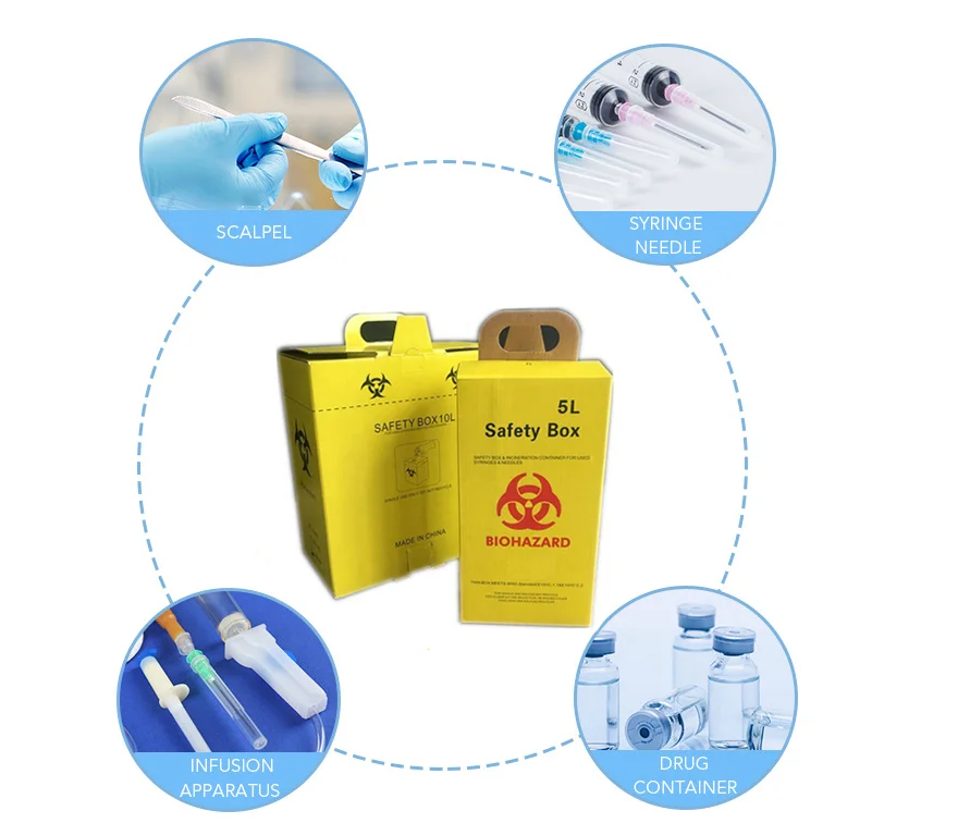 5L Paper Sharp Container Disposable Biohazard Safety Box Medical Waste Bin For Used Syringes & Needles supplier