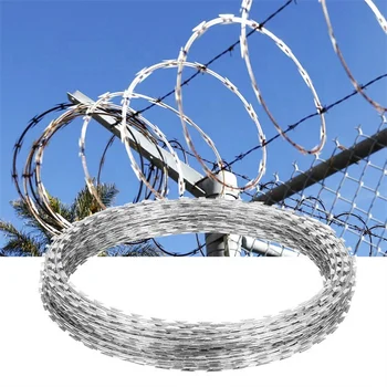 Steel Anti-Climbing Mesh Fence With Razor Barbed Wire Coil Welded Concertina for Security Fencing