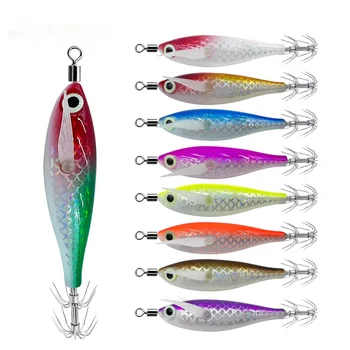 Glow Squid Jig Hook Saltwater Fishing Bait Artificial Egg Wood Shrimp Lures Sea Fishing Octopus Cuttlefish Squid Lure – Metal Jig – view 2