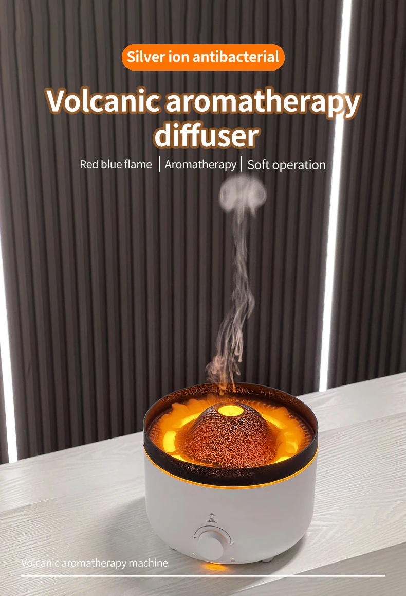 Kinscoter New 3d Ultrasonic Volcanic Flame Humidifier Difusor Essential ...