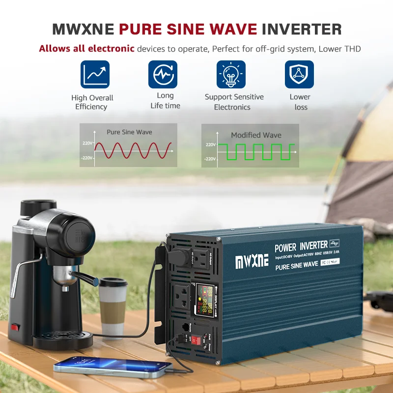 3000w 4000w 5000w Continuous Power Invertor 12v Dc to 220v Ac Pure Sine Wave Inverter With Remote Control