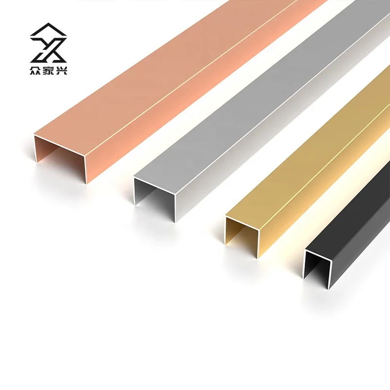 Tile Accessories Corners Tile Trim Metal Floor Transition Aluminum Alloy Edge Trim profile U Shape Tile Trim